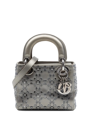 Christian Dior Pre-Owned 2016 Mini Satin Cannage Crystal Embellished Lady Dior satchel - Grey
