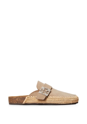 Tory Burch Mellow logo-plaque raffia flat mules - Neutrals