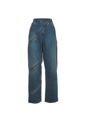 Alaïa Pre-Owned zip-up wide-leg jeans - Blue