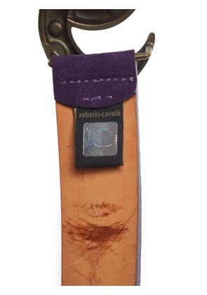Roberto Cavalli Vintage crescent-buckle belt - Purple