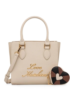 Love Moschino logo-lettering heart-charm tote bag - Neutrals