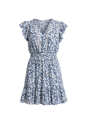 DKNY floral-print ruffled mini dress - White