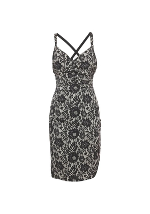 Dolce & Gabbana Pre-Owned lace-print ruched midi dress - Black