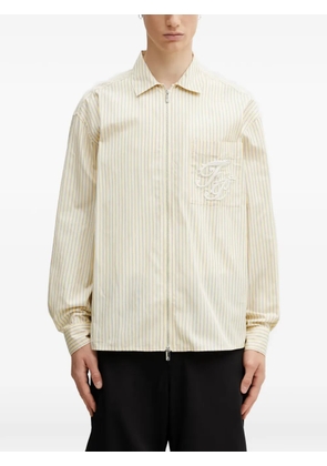 Filling Pieces striped embroidered-logo shirt - Yellow