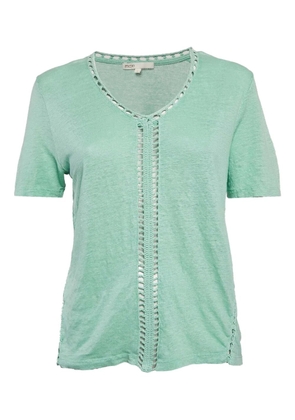 Maje crochet-detail linen T-shirt - Blue