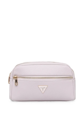 GUESS USA logo-plaque zip-around make up bag - Purple