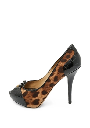 Dolce & Gabbana Pre-Owned leopard-print peep-toe pumps - Brown