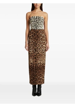 Dolce & Gabbana Pre-Owned leopard-print strapless maxi dress - Brown