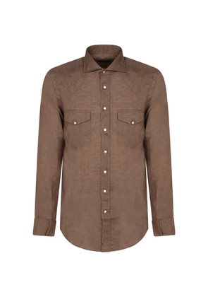 Dell'oglio western-yoke button-down shirt - Brown
