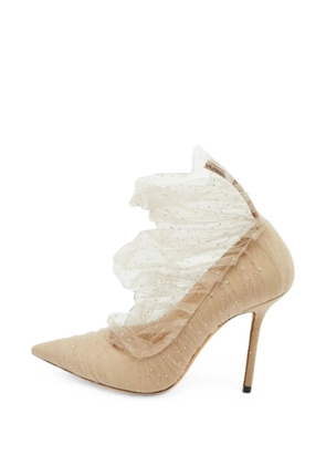 Jimmy Choo Pre-Owned Lavish glittered mesh pumps - Neutrals