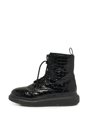 Alexander McQueen Pre-Owned Oversized croc-embossed boots - Black
