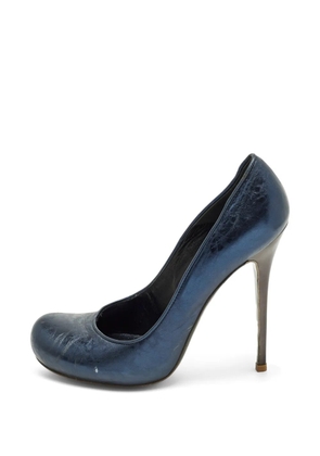 Alexander McQueen Pre-Owned metallic foil leather pumps - Blue