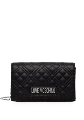 Love Moschino logo-lettering quilted crossbody bag - Black