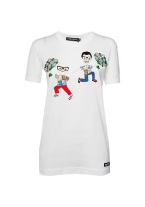 Dolce & Gabbana Pre-Owned DG Family Patchwork half-sleeve T-shirt - White