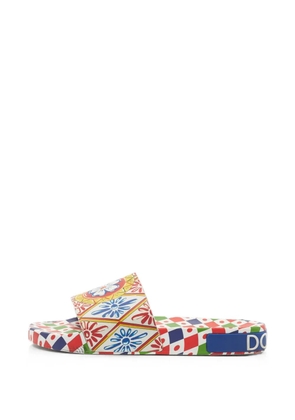 Dolce & Gabbana Pre-Owned Carretto-print pool slides - White