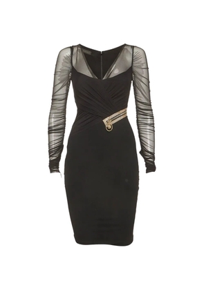 Versace Pre-Owned draped tulle midi dress - Black