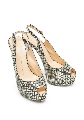 Giuseppe Zanotti Vintage Sharon python-embossed sandals - Silver