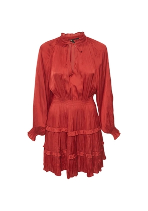 Maje pleated ruffle mini dress - Red