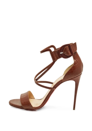 Christian Louboutin Pre-Owned Choca croc-embossed heeled sandals - Brown