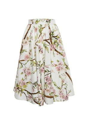 Dolce & Gabbana Pre-Owned floral-print flared midi skirt - White