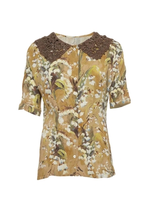 Dolce & Gabbana Pre-Owned floral-print lace collar shirt - Neutrals