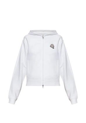 Moncler logo-patch zip-up hoodie - White
