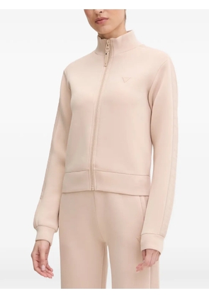 GUESS USA logo-embossed zip-up sweater - Neutrals