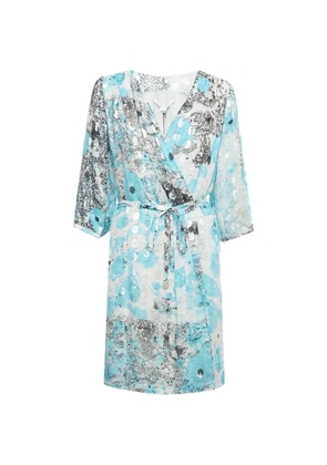 DVF Diane von Furstenberg metallic-dot wrap mini dress - Blue