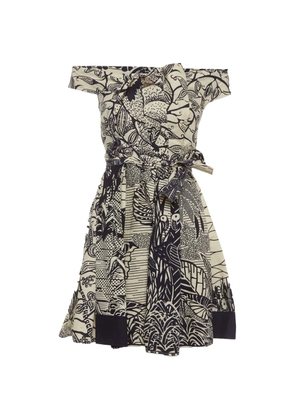 Christian Dior Pre-Owned La Roue De La Fortune off-shoulder midi dress - Neutrals
