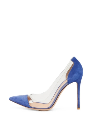 Gianvito Rossi Plexi pointed-toe suede heeled pumps - Blue