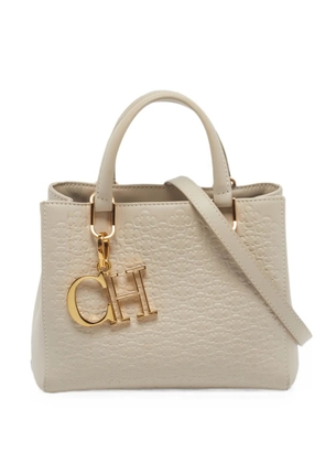Carolina Herrera Vintage mini Duchess monogram-embossed tote bag - Neutrals