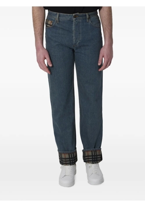 Burberry Check turn-up straight jeans - Blue