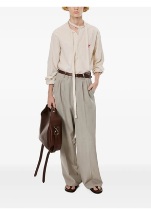MASU pinstriped scarf-detail shirt - Neutrals