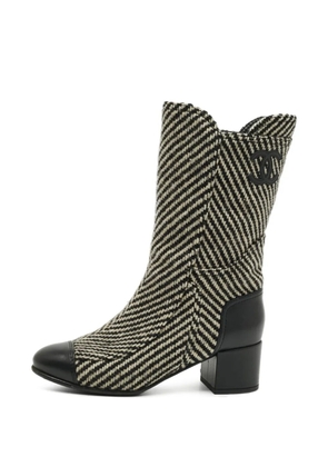 CHANEL Pre-Owned CC tweed mid-calf boots - Black