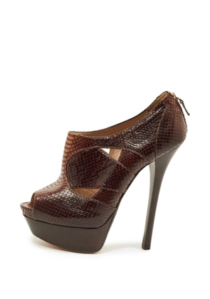 Fendi Pre-Owned python-embossed peep-toe sandals - Brown