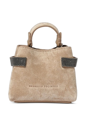 Brunello Cucinelli micro Essence suede tote bag - Neutrals