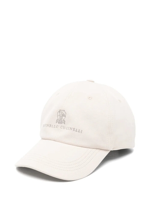 Brunello Cucinelli logo-embroidered cap - Neutrals