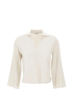 Kangra slit-cuff V-neck blouse - Neutrals