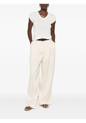 IVORY PARIS Mia scoop-neck cap-sleeves T-shirt - Neutrals