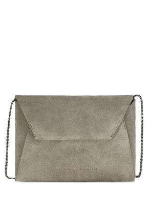 Brunello Cucinelli BC Duo Pochette suede shoulder bag - Grey