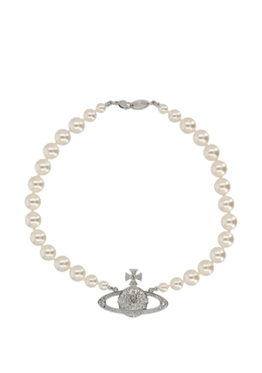 Vivienne Westwood One Row Bas Relief pearl necklace - Silver