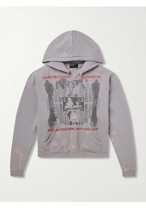 Enfants Riches Déprimés - Photo D’Elisabeth Distressed Printed Cotton-Jersey Hoodie - Men - Gray - S