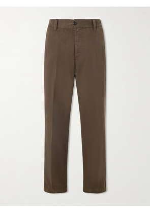 Drake's - Straight-Leg Peached Cotton-Twill Trousers - Men - Brown - UK/US 30
