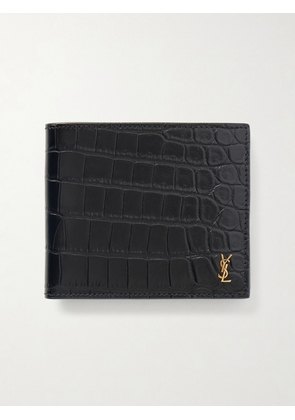 SAINT LAURENT - Croc-Effect Leather Wallet - Men - Black