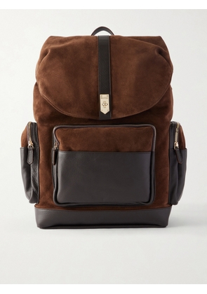 Canali - Leather-Trimmed Suede Backpack - Men - Brown