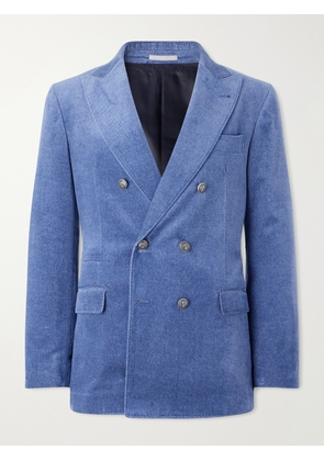 Brunello Cucinelli - Double-Breasted Cotton-Velvet Suit Jacket - Men - Blue - IT 46