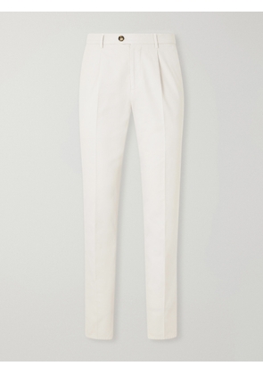 Brunello Cucinelli - Straight-Leg Pleated Cotton-Twill Trousers - Men - Neutrals - IT 46