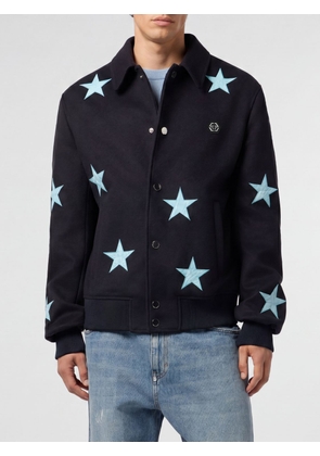 PHILIPP PLEIN Animalier and Star Print Wool Bomber Jacket