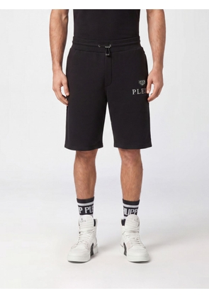 PHILIPP PLEIN Jersey Jogging Shorts with Drawstring and Contrasting Logo
