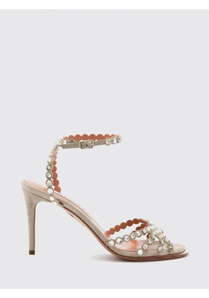 AQUAZZURA Tequila Sandals in Suede with Crystals and Stiletto Heels